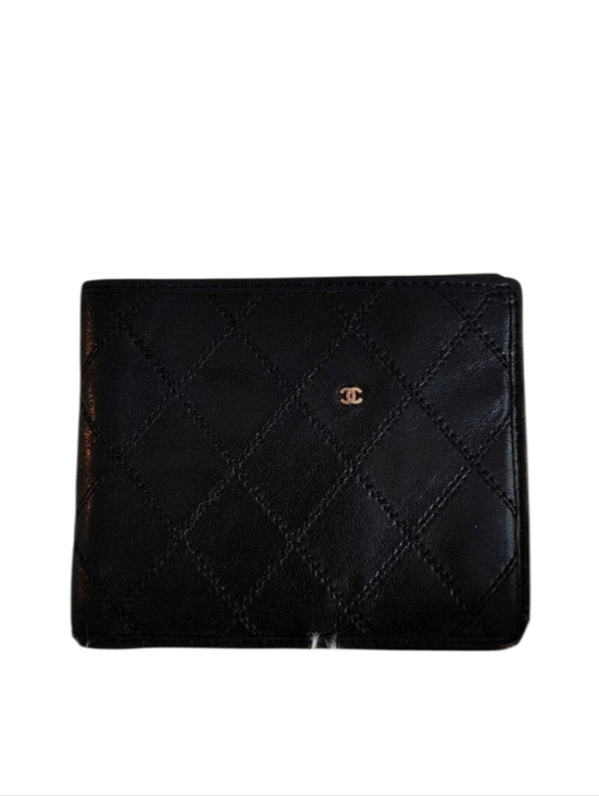 CHANEL Other - CHANEL Timeless Diamond Stitch Black Leather Bifold Wallet